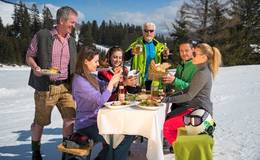 Eating and drinking at the lift snack station