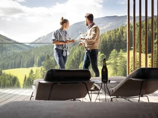 Aussicht vom Balkon beim Almwellness Hotel Pierer