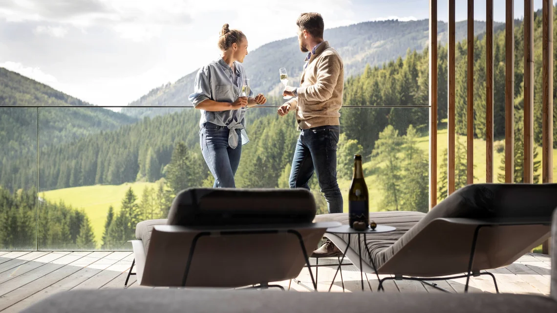 Aussicht vom Balkon beim Almwellness Hotel Pierer