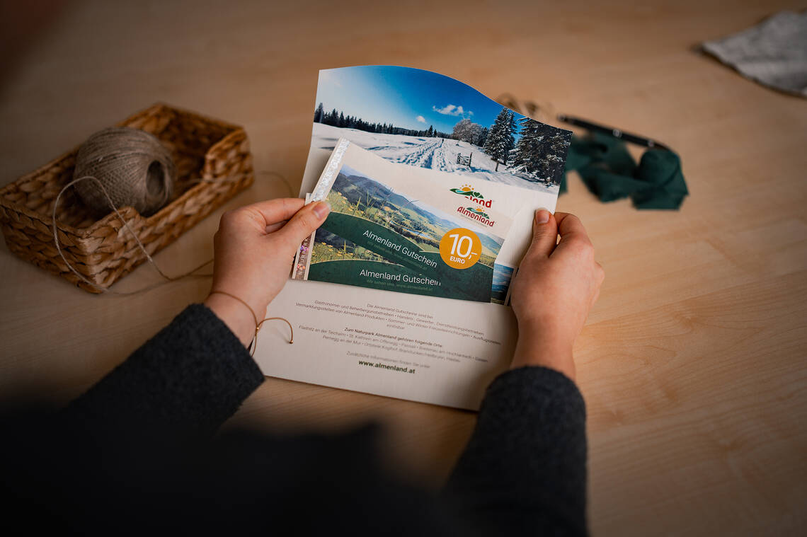 Der Almenland Gutschein im Nennwert von 10 Euro. Der Almenland Gutschein im Nennwert von 10 Euro.