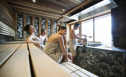 A big welness area with some steam saunas
