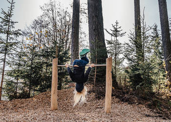 Yoga-Übungen im Waldpark Hochreiter