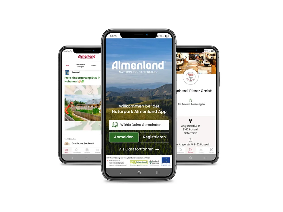 Almenland App am Smartphone