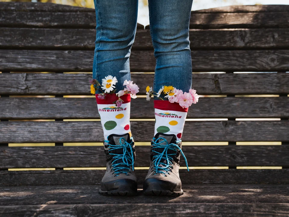 Almenland Socken im Frühling. Almenland Socken im Frühling.