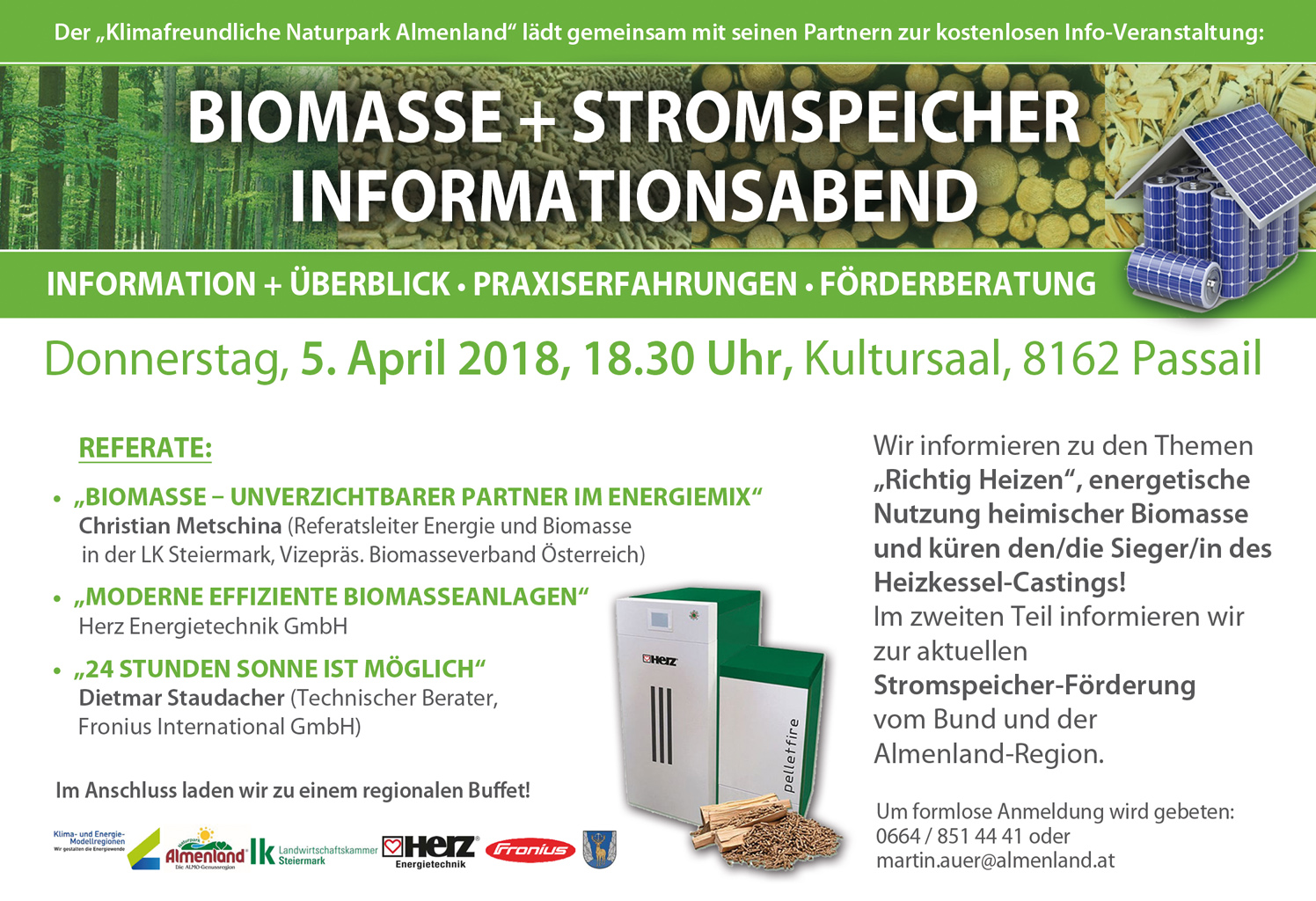 Banner Biomasse und Stromspeicher