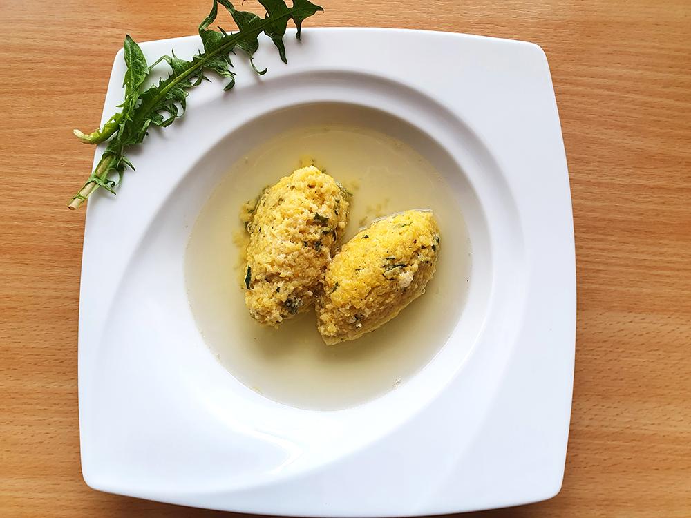 Löwenzahn Polentanockerl Gericht